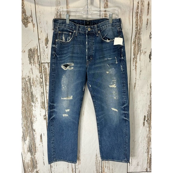 Edwin Denim - Edwin Destressed Med Wash Jeans Cropped Short Inseam 25'' Medium